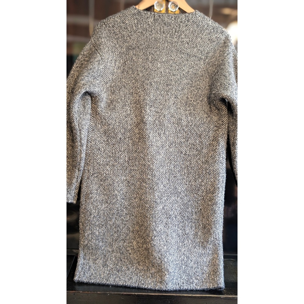Uniqlo Gray Marled Knit Long Coat Jacket Small Tweed Style wool blend - Picture 7 of 10